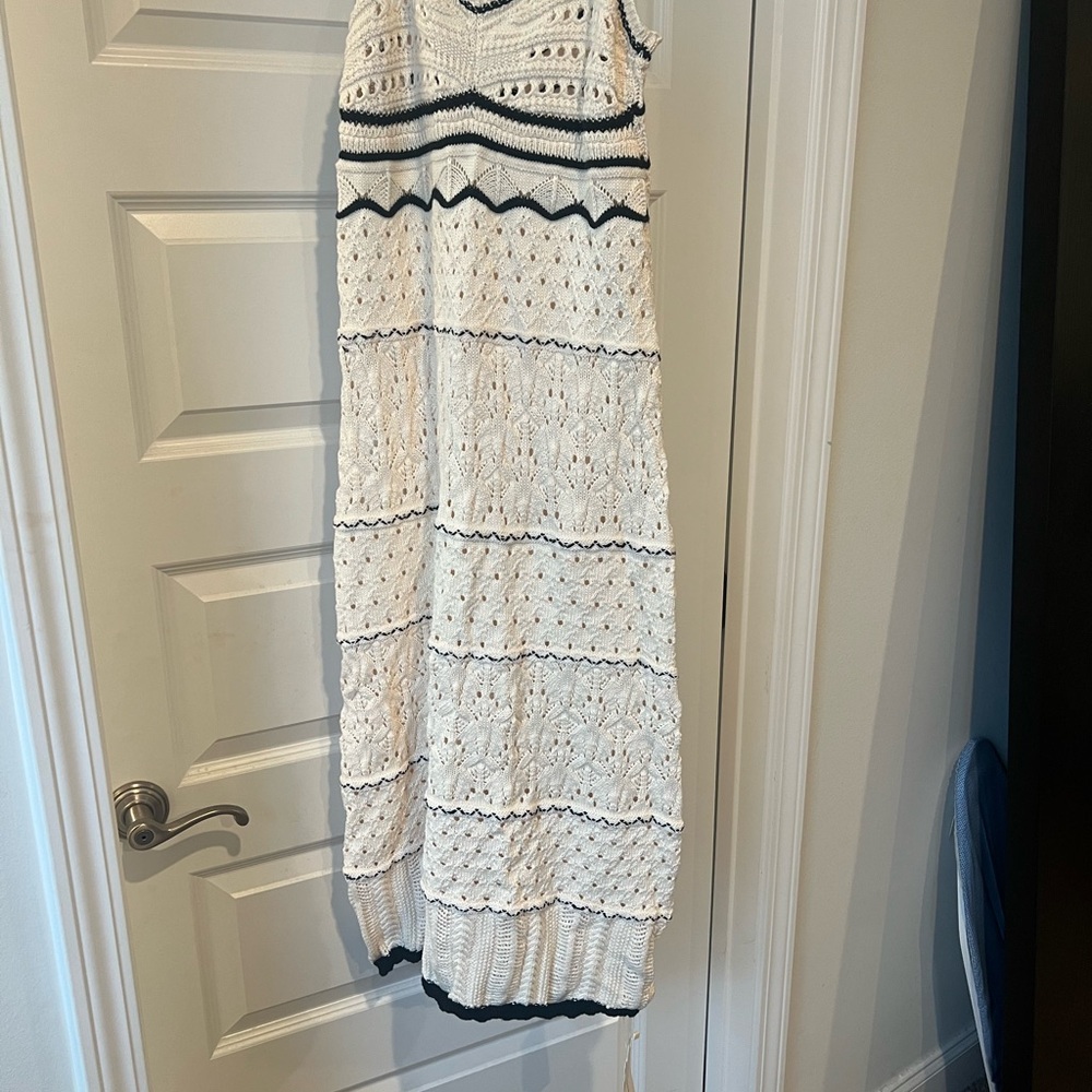 Commense Cream and Black Crochet Dress